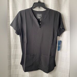 Cherokee contemporary scrub top 3 button black small